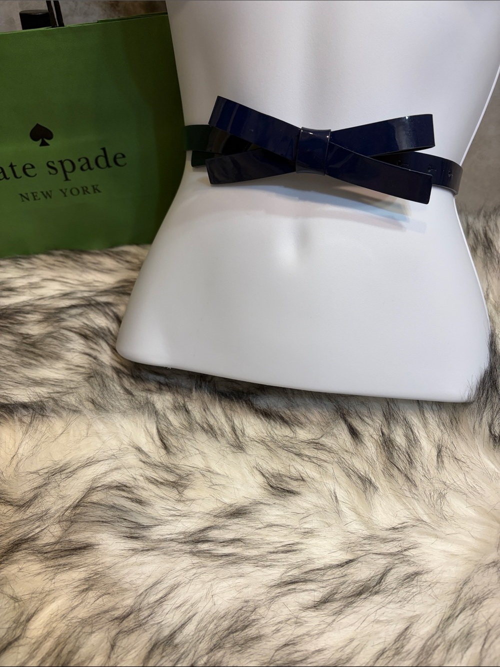 kate spade Navy Patent Bow Waist Belt